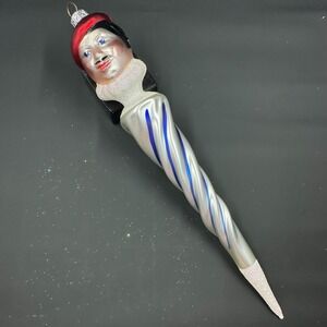 1997 Patricia Breen French Twist 9.5" Ornament Pearl Blue Stripes Glittered Tip
